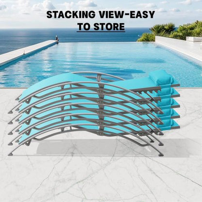 Pool Lounge Chairs Set of 3-Lake Blue (2 Lounge Chairs+1 Table)