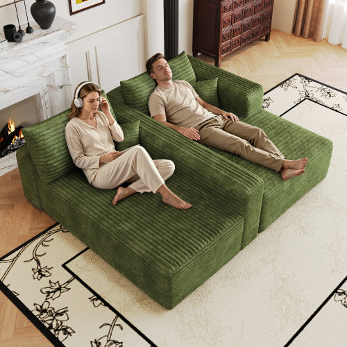 103 inch  Green L-Shape Cloud Deep-Seat Corner Sectional Sofa, No Assembly