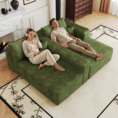103 inch  Green L-Shape Cloud Deep-Seat Corner Sectional Sofa, No Assembly