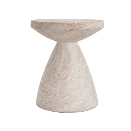 Outdoor/Indoor Lightweight Concrete Side Table,Travertine Finish