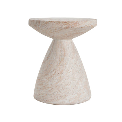 Outdoor/Indoor Lightweight Concrete Side Table,Travertine Finish