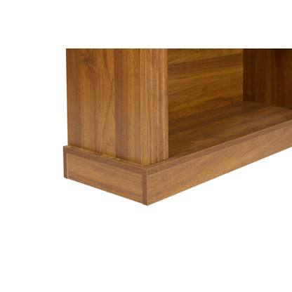 Light Walnut 3-Tier Arched Open Bookshelf Beaded Trim Eco-Friendly Wood Living Room Hallway Display Shelf