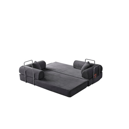 78.8 inch  Grey Corduroy Convertible Compression Boneless Floor Sofa-Bed