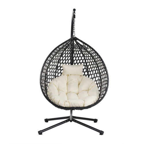 U_STYLE Sturdy Hammock Chair with Stand, Durable Hanging Egg Chair with Rattan Weaving