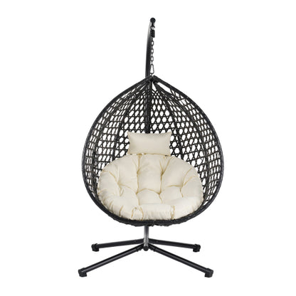 U_STYLE Sturdy Hammock Chair with Stand, Durable Hanging Egg Chair with Rattan Weaving