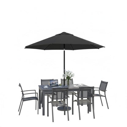 7.5 Feet Black Market Umbrella with Crank Lift & Tilt. UV-Resistant Canopy for Pool, Backyard & Patio (Without base)