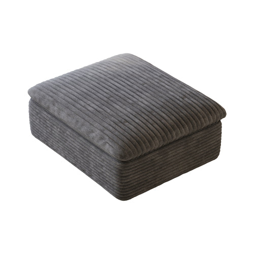 Dark Grey Plush Cotton Modular Ottoman, Compression Packed Sponge Foot Stool, No Wooden Frame Design