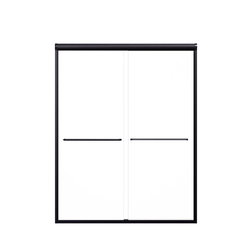 56"-60"W*72" H Semi-Frameless Double Sliding Shower Door, Bypass Shower Door, 1/4" (6mm) Thick SGCC Tempered Glass Door, Matte Black