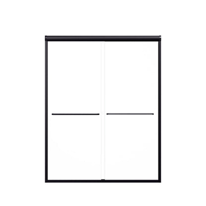 56"-60"W*72" H Semi-Frameless Double Sliding Shower Door, Bypass Shower Door, 1/4" (6mm) Thick SGCC Tempered Glass Door, Matte Black