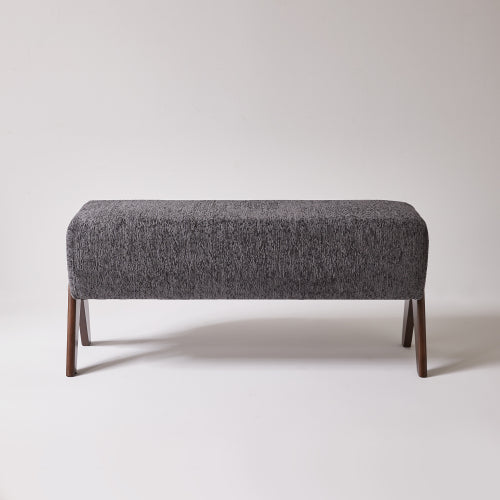 Modern Decorative Chenille Fabric Bench, Ergonomic Padded Entry Bench with Solid Wood Legs, Upholstered Ottoman Bench for Foyer Bedroom Living Space