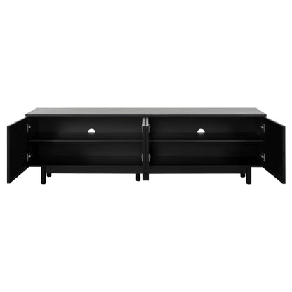 Modern 78 Inch TV Stand with Arch Cabinets Black Media Console