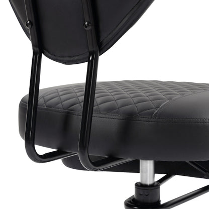 Upgraded Ergonomic Cross Legged Swivel Chair, Adjustable Height and PU Leather, Meditation& ADHA Chair with Back Support, Home and Office,Yoga Chair, Black