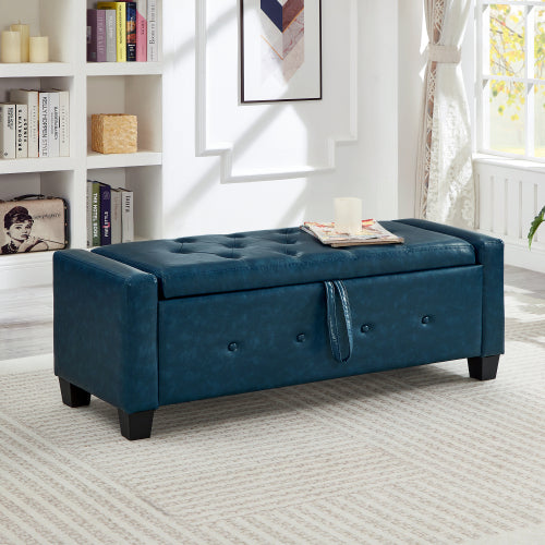 48'' Storage Ottoman Bench Tufted Faux Leather Upholstered Bench with Storage
