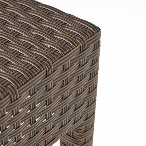 Outdoor PE Rattan Backless Barstools, Set of 2, Dark Brown