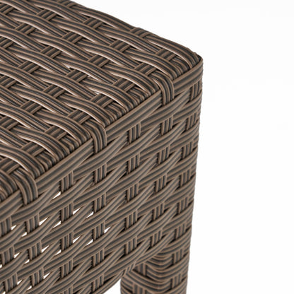 Outdoor PE Rattan Backless Barstools, Set of 2, Dark Brown