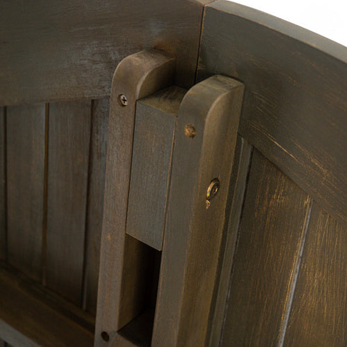 Stanford Outdoor Round Acacia Wood Dining Table with X Base, Gray Finish