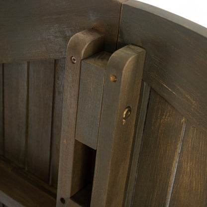 Stanford Outdoor Round Acacia Wood Dining Table with X Base, Gray Finish