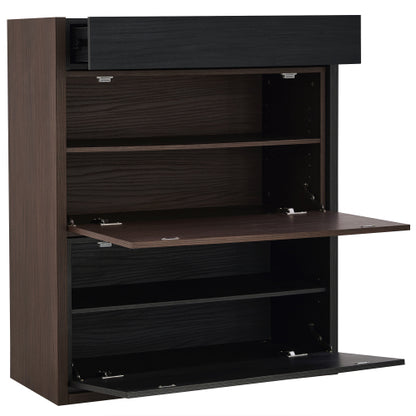 32.5 inch-58.8 inchW 40 inchH Multifuctional Storage Cabinet, Buffet Sideboard Cabinet with Drawer, Corner Cabinet for 44 inchH Window decor, Livingroom, Hallway, Entryway, Kitchen & Office  - Black & Walnut