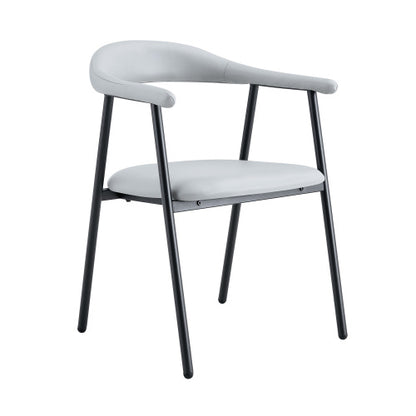 PU Leather Dining Chairs with Black Metal Legs, Set of 4, Light Gray