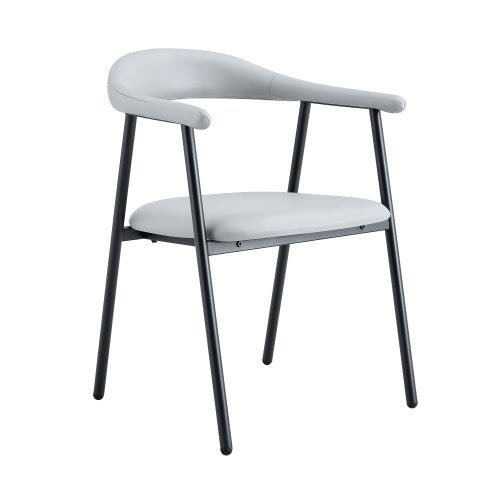 PU Leather Dining Chairs with Black Metal Legs, Set of 4, Light Gray