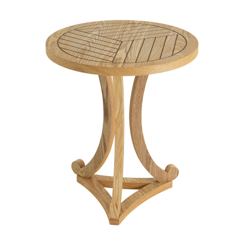 Natural Finish Round Wood Accent Table, Curved Tripod Base Slatted Top End Table, 17.72inch D x 20.67inch H
