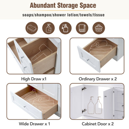 36 inch Shaker Style Free-Standing Bathroom Vanity Cabinet with Ceramic Sink, 4 Soft-close Drawers and 2 Soft-close doors