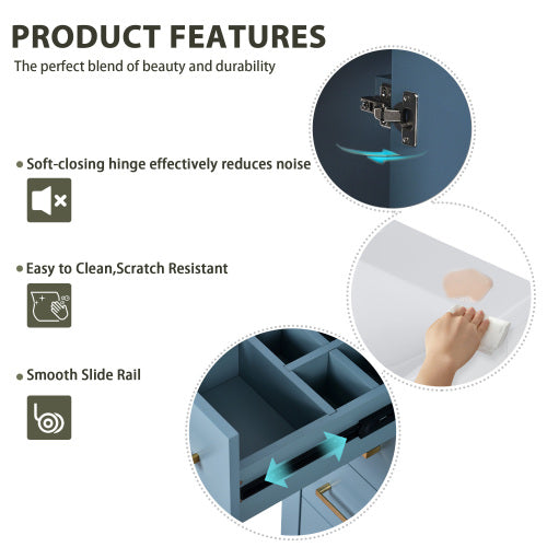 30'' Bathroom Vanity with Ceramic Sink Combo,Solid Wood Frame Bathroom Storage Cabinet, Freestanding Vanity Set with 3 Drawers& Soft Closing Doors