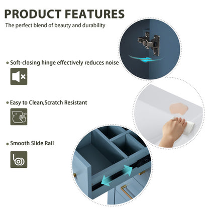 30'' Bathroom Vanity with Ceramic Sink Combo,Solid Wood Frame Bathroom Storage Cabinet, Freestanding Vanity Set with 3 Drawers& Soft Closing Doors