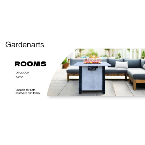 25" H Outdoor Patio Propane Gas Fire Pit Table - 50,000 BTU High-temperature-resistant carving process for environmentally friendly materials with the effect of charcoal grain