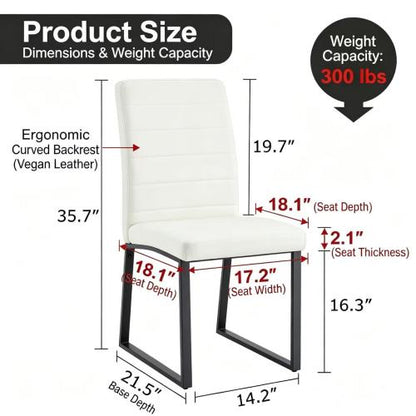 4 Pack PU Dining & Office Chairs, High Density Foam Cushion, Black Spray Paint Iron Legs, Multi Colors