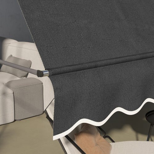 Outsunny Manual Retractable Awning, 118" Non-Screw Freestanding Patio Sun Shade Shelter with Support Pole Stand and UV Resistant Fabric, for Window, Door, Porch, Deck, Black