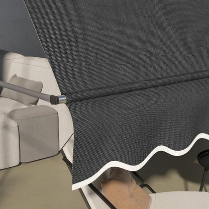 Outsunny Manual Retractable Awning, 118" Non-Screw Freestanding Patio Sun Shade Shelter with Support Pole Stand and UV Resistant Fabric, for Window, Door, Porch, Deck, Black