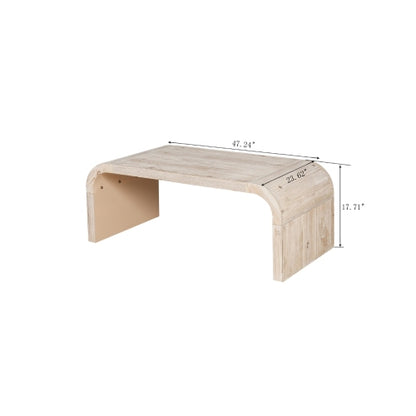 48 Inch Curved Farmhouse Vintage Coffee Table