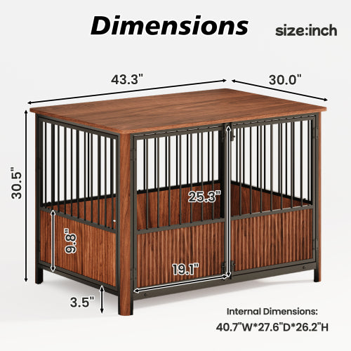 60.2inch Large Wooden Dog House with Porch Cabin Style Dog Crate with Asphalt Roof Nature