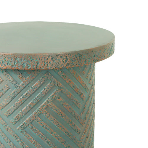 Cement Outdoor End Tables for Patio, GardenAccent Table, Modern Small Round Side Tablefor Outside, Tree Stump Garden Stool DrumTable indoor and Outdoor