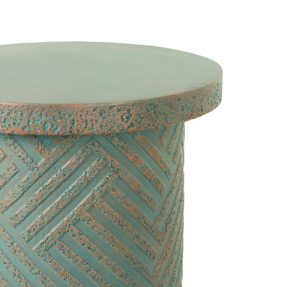 Cement Outdoor End Tables for Patio, GardenAccent Table, Modern Small Round Side Tablefor Outside, Tree Stump Garden Stool DrumTable indoor and Outdoor