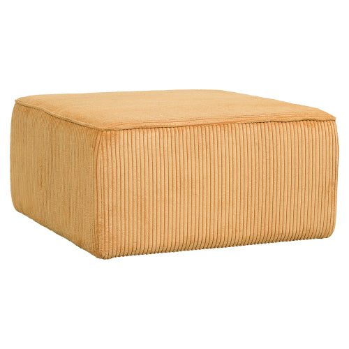Yellow Corduroy Square Modular Ottoman, Plywood Frame Pocket Coil Footrest for Living Room Sofa Sets