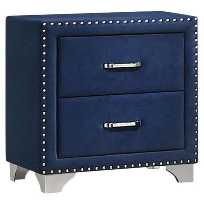 Pacific Blue Velvet 2-Drawer Nightstand