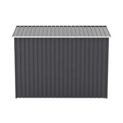6x8FT Outdoor Steel Storage Shed with Clear Window, Lockable Doors, Compact Metal Tool Shed for Garden, Backyard, Patio, Utility, and Bike Storage,dark gray
