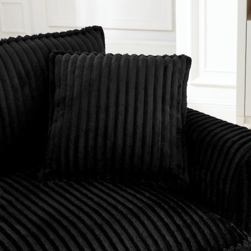 Black Retro Corduroy Ergonomic Lazy Single Sofa Chair with Dual Armrests