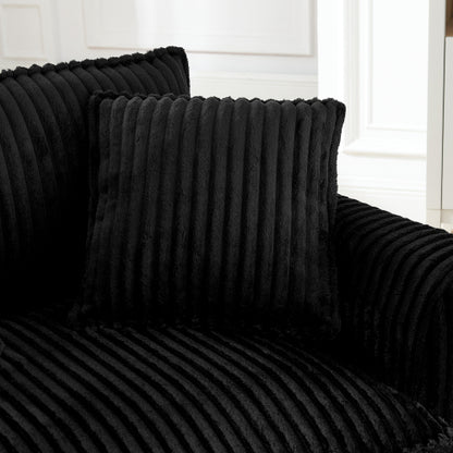 Black Retro Corduroy Ergonomic Lazy Single Sofa Chair with Dual Armrests