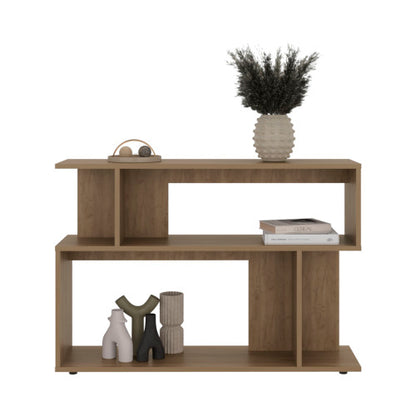 Asymmetrical Sofa Side Table with Open Storage & Top Shelf