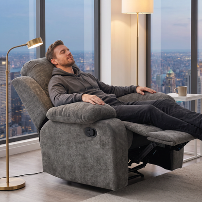 Manual Chenille Recliner Chair 110 degree -170 degree  Adjustable 400LB Capacity for Living Room Bedroom Small Spaces