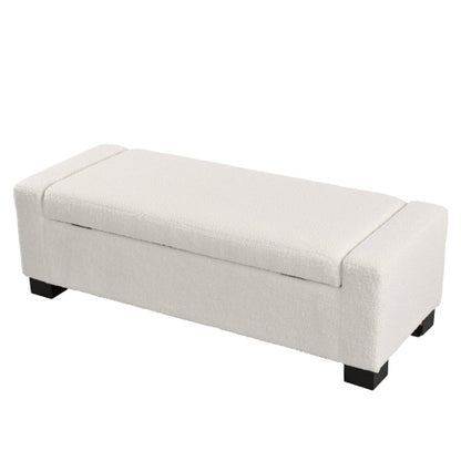 50inch  Ottoman Bench in Textured Fabric, Rectangular Design with Hinged Lid for Seating, Footrest, and Hidden Storage, Perfect for Living Room, Bedroom, or Entryway