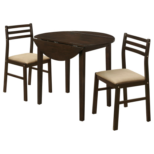 3-Piece Dining Set with Drop Leaf Table and Upholstered Chairs