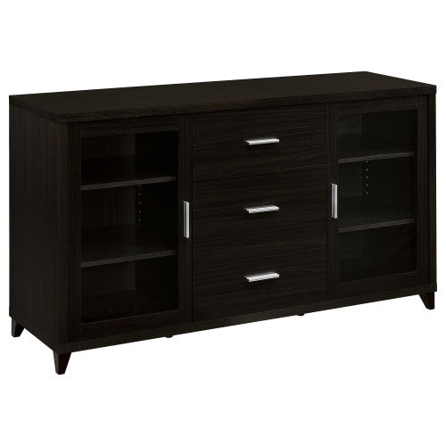 Cappuccino 60 Inch 3-Drawer Tempered Glass TV Console for TVs Up to 68 Inch