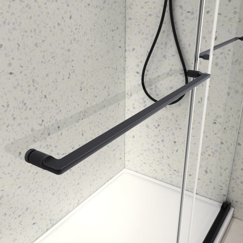 5476 Inch North American Frameless Double Sliding Matte Black Shower Door With Adjustable Soft Closing Function 8mm