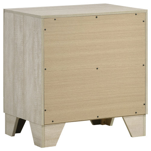 Rustic Cream 2-Drawer Nightstand, MDF Wood Side Table with English Dovetail Drawers