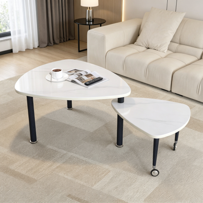 360°Rotatable Coffee Table, White Sintered Stone Top