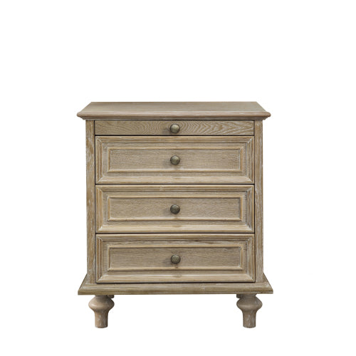 Farmhouse Nightstands with 4 Drawer,Wood Storage End Table with Hidden Pull-Out Shelf, Large Side Table with 4 Solid Wood Feet and Metal Handle,Easy Assembly,Natural
